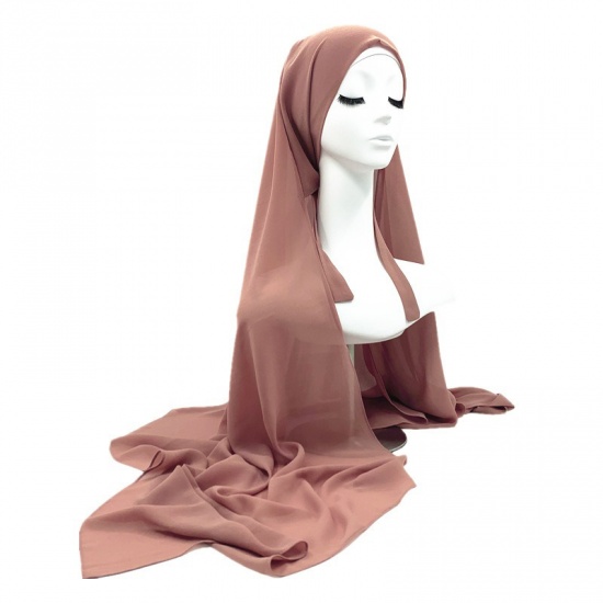 Immagine di Light Tan - 3# Chiffon Women's Hijab Scarf Wrap Solid Color 170x85cm, 1 Piece
