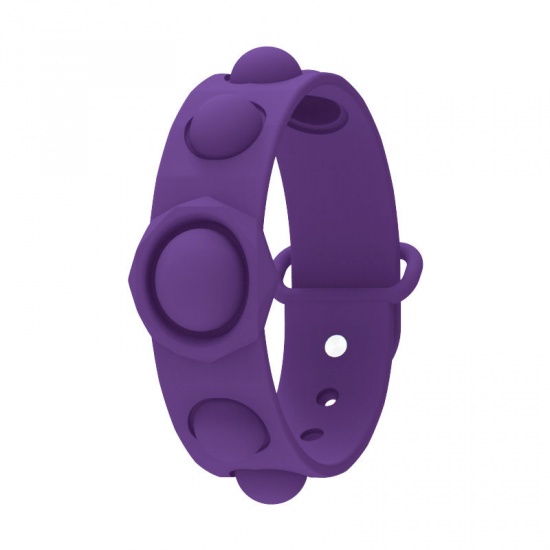 Picture of Purple - 2# Silicone Push Bubble Popper Reliver Stress Educational Toys Wristband Bracelets For Children Adult Squeeze Fidget Sensory Toy 25.5x3.2cm, 1 Piece