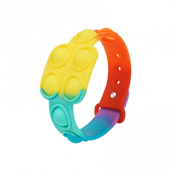 Picture of Multicolor - 37# Silicone Push Bubble Popper Reliver Stress Educational Toys Wristband Bracelets For Children Adult Squeeze Fidget Sensory Toy 25.5x3.2cm, 1 Piece