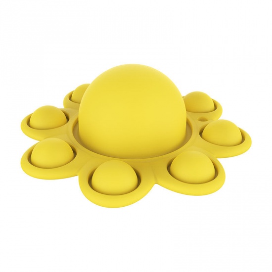 Immagine di Yellow - 3# Octopus Silicone Push Bubble Popper Reliver Stress Toys For Children Adult Squeeze Fidget Sensory Toy 8.8x8.8cm, 1 Piece
