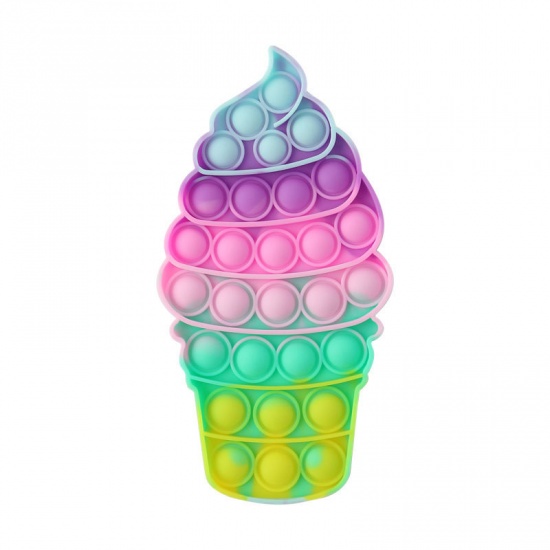 Immagine di Multicolor - 3# Ice Cream Silicone Push Bubble Popper Reliver Stress Educational Toys For Children Adult Squeeze Fidget Sensory Toy 16x9cm, 1 Piece