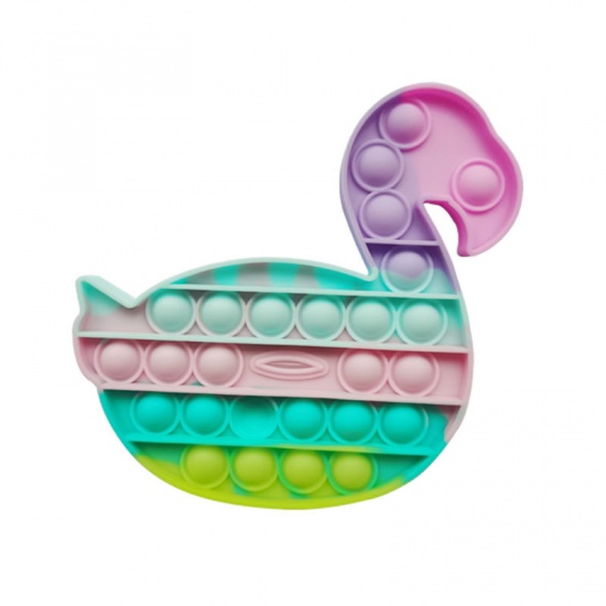Immagine di Multicolor - 14# Swan Silicone Push Bubble Popper Reliver Stress Educational Toys For Children Adult Squeeze Fidget Sensory Toy 16x16cm, 1 Piece