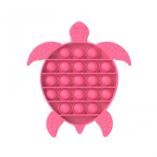 Immagine di Fuchsia - 3# Turtle Silicone Push Bubble Popper Reliver Stress Educational Toys For Children Adult Squeeze Fidget Sensory Toy 15.6x14.2cm, 1 Piece