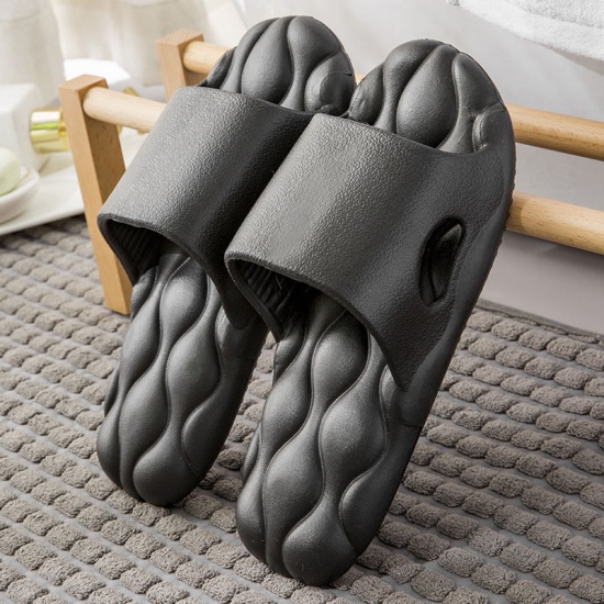Picture of Black - 40-41 EVA Couple Indoor Bathroom Non-slip Thickened Soft-soled Shower Slippers, 1 Pair