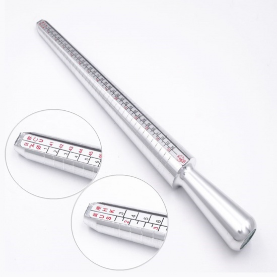Picture of Aluminum Alloy Ring Measuring Tool Silver Tone 25cm, 1 Piece