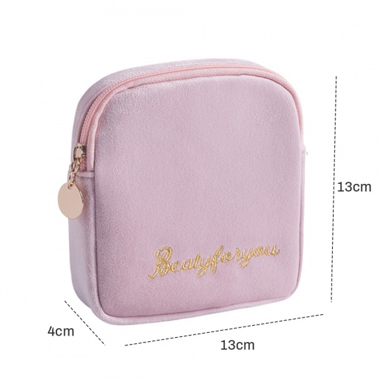 Picture of Velvet Storage Bag Light Pink Square 13cm x 13cm, 1 Piece