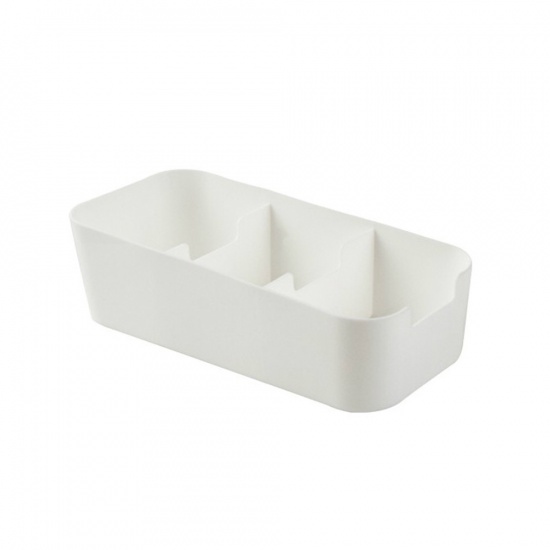 Picture of Plastic Storage Container Box Basket White Rectangle 25.5cm x 13cm, 1 Piece