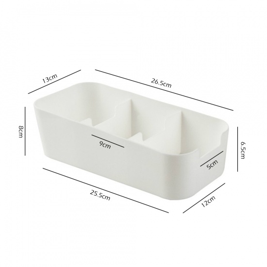 Picture of Plastic Storage Container Box Basket White Rectangle 25.5cm x 13cm, 1 Piece