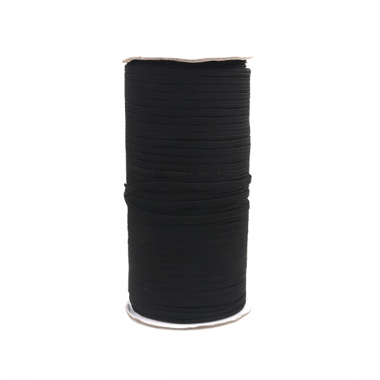 Immagine di Black - (3mm/200 Yards) Stretchy Braiding Elastic Cords Mask Rope Elastic Bands For Sewing Crafting and Mask Making