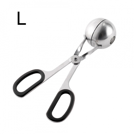Immagine di Black - Meat Baller Stainless Steel Meatball Clip Tongs with Rubber Grips for Kitchen 18.3cm x 9cm