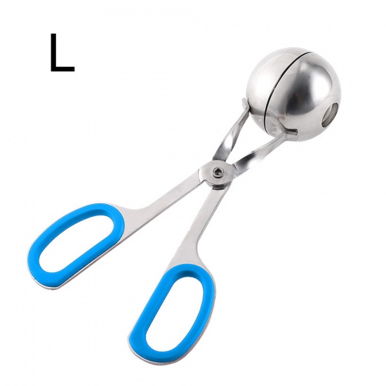Immagine di Blue - Meat Baller Stainless Steel Meatball Clip Tongs with Rubber Grips for Kitchen 18.3cm x 9cm