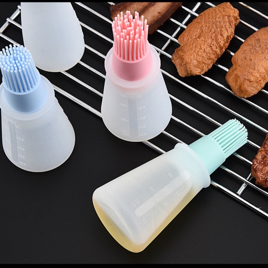 Immagine di Light Pink - Silicone Oil Brush Bottle BBQ Basting Brush For Kitchen Grill Barbecue Baking Pastry