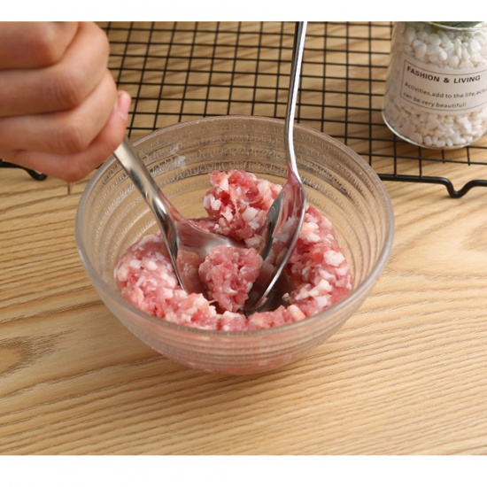 Immagine di Silver Tone - Stainless Steel Meat Baller Meatball Scoop Kitchen Utensil 19cm x 6cm