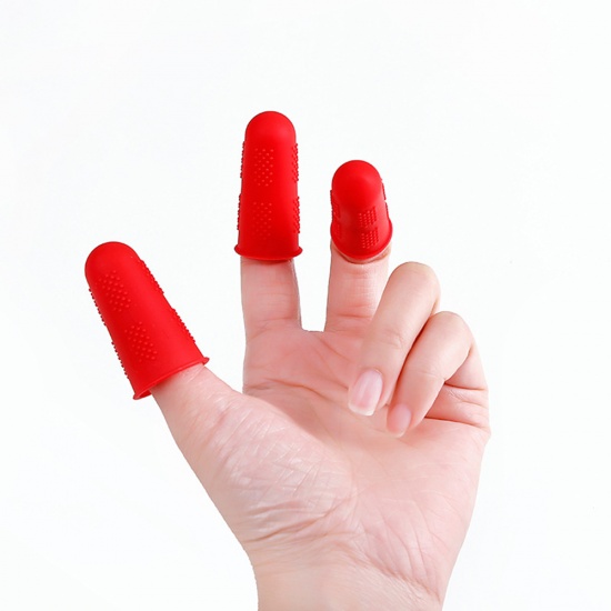 Immagine di Red - Silicone Finger Protector Heat Resistant Non-slip Finger Guard （3 Pcs/Set）