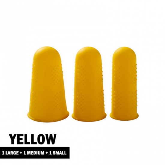Immagine di Yellow - Silicone Finger Protector Heat Resistant Non-slip Finger Guard （3 Pcs/Set）