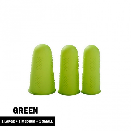 Immagine di Green - Silicone Finger Protector Heat Resistant Non-slip Finger Guard （3 Pcs/Set）