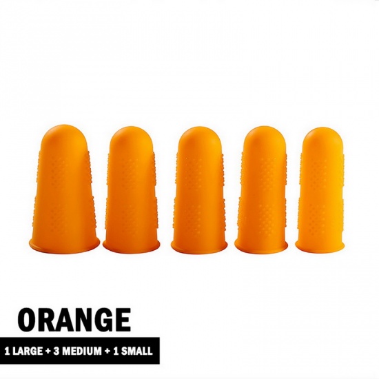 Immagine di Orange - Silicone Finger Protector Heat Resistant Non-slip Finger Guard （5 Pcs/Set）