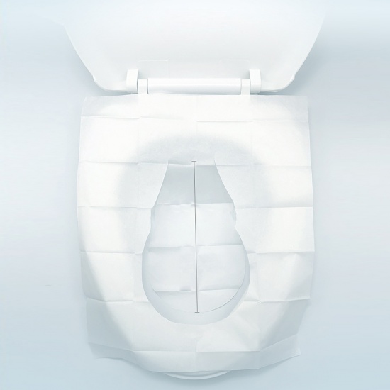 Image de Blanc - Housse de siège de toilette jetable jetable pour les tout-petits, enfants et adultes 10 Pcs / paquet, 5 paquets
