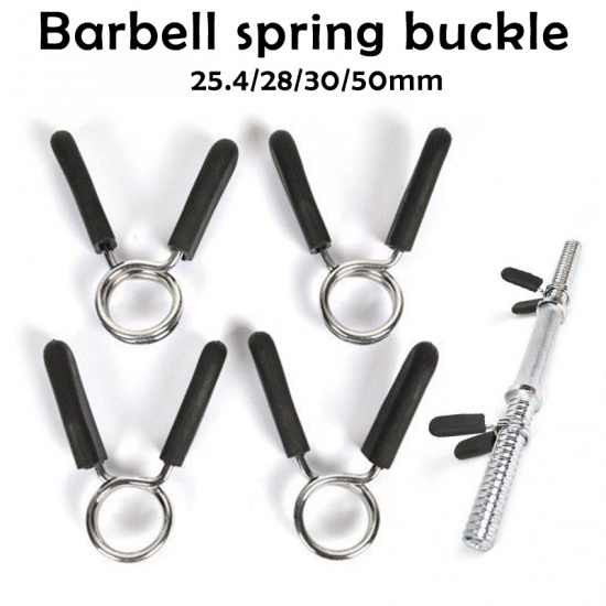 Picture of Black - Barbell Clamp Bar Spring Clips Ordinary Barbell Spring Lock Collars for Weightlifting and Strength Training 25.4mm