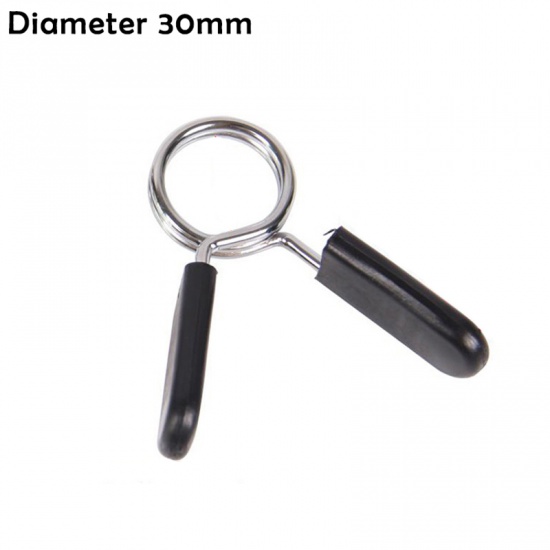 Picture of Black - Barbell Clamp Bar Spring Clips Ordinary Barbell Spring Lock Collars for Weightlifting and Strength Training 30mm