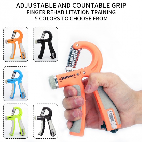 Immagine di Orange - Hand Grip Strengthene Adjustable Lengthen Handle Finger Rehabilitation Training Hand Grip Exerciser