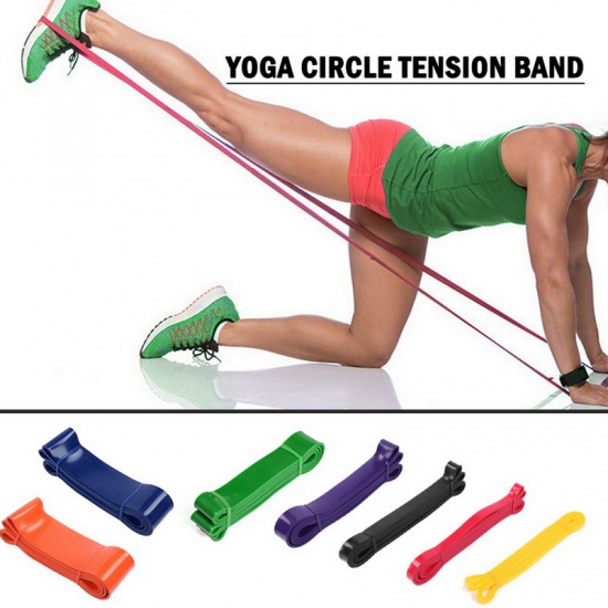 Picture of Red - 15-35Ibs Resistance Band Gym and Home Fitness Equipment for Workout 2080x4.5x13MM