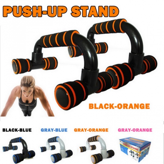 Immagine di Blue & Gray - 2 PCs Push Up Stand with Cushioned Foam Grips and Slip Resistant Base for Strength Workouts 1 Set