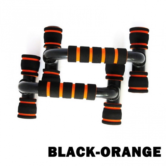 黒 & オレンジ色 - 2 個プッシュアップスタンド 腕立て伏せトレーニング フィットネス器具 男女兼用 1セット の画像