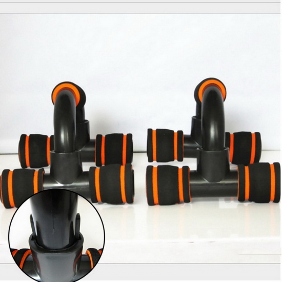 Immagine di Black & Orange - 2 PCs Push Up Stand with Cushioned Foam Grips and Slip Resistant Base for Strength Workouts 1 Set