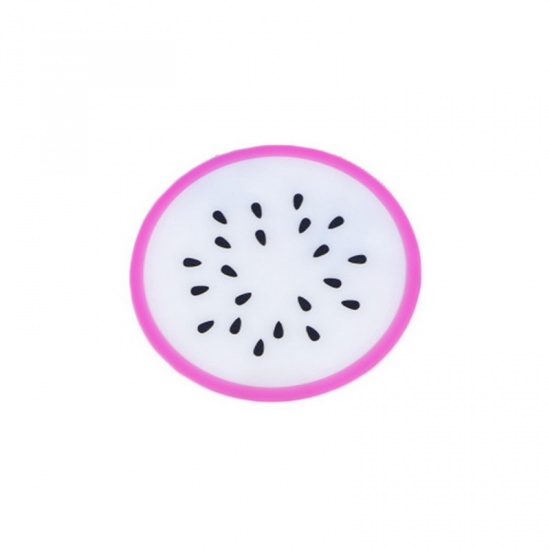 Image de Blanc et Fuchsia - Dessous de table Cartoon Dragonfruit Fruits Cup Napperon pour boissons, 1 pièce