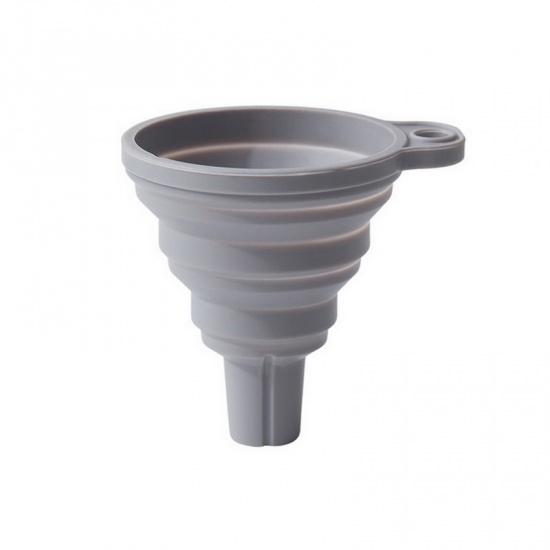 Immagine di Gray - Silicone Collapsible Funnel Kitchen Funnel For Water Bottle Liquid Transfer, 1 Piece