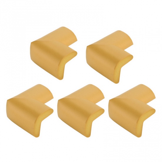Picture of Brown Yellow - L Shape Baby Proof Corner Guards Table Corner Protector Child Safety Furniture Bumper Soft Cushions,5 Pcs
