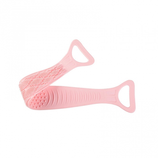 Immagine di Light Pink - L Silicone Bath Shower Body Brush Exfoliating Body Towel Scrub for Bathroom