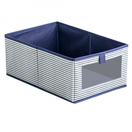 Изображение Deep Blue - L Desktop Storage Basket Folding Underwear Clothes Sundries Storage Box Desk Makeup Container 1 pcs