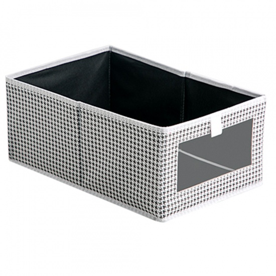 Picture of Black - L Desktop Storage Basket Folding Underwear Clothes Sundries Storage Box Desk Makeup Container 1 pcs