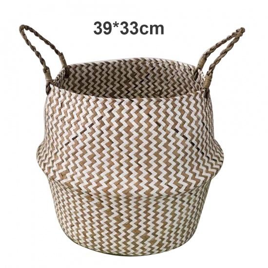 Immagine di White - Seagrass Storage Baskets laundry Wicker Flower Toy Basket Organizer 39cm x 33cm