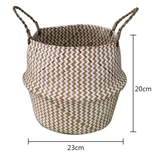 Immagine di White - Seagrass Storage Baskets laundry Wicker Flower Toy Basket Organizer 23cm x 20cm