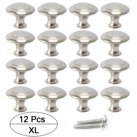 Immagine di Stainless Steel Drawer Handles Pulls Knobs Cabinet Furniture Hardware Silver Plated 12 PCs