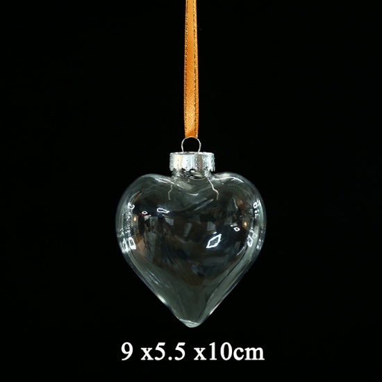 Immagine di Poly Ethylene Christmas Hanging Decoration Heart Transparent Clear 10cm x 9cm, 1 Piece