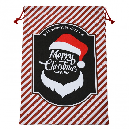 Bild von Baumwolle Aufbewahrungsbox & Beutel Schwarz & Rot Rechteck Weihnachten Weihnachtsmann 63cm x 45cm, 1 Stück