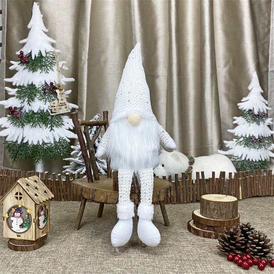 Image de Ornements Noël en Chiffon Blanc Poupée Pixie Elfe 46.5cm x 16cm, 1 Pièce
