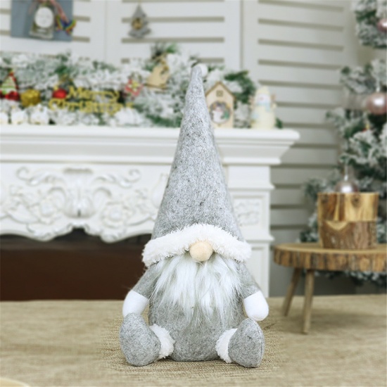 不織布 クリスマス 飾り グレー 人形 精霊 31cmx 16cm、 1 個 の画像