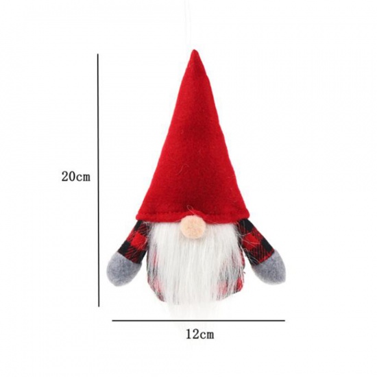 Image de Ornements Noël en Tissu Rouge Poupée Pixie Elfe 20cm x 12cm, 1 Pièce