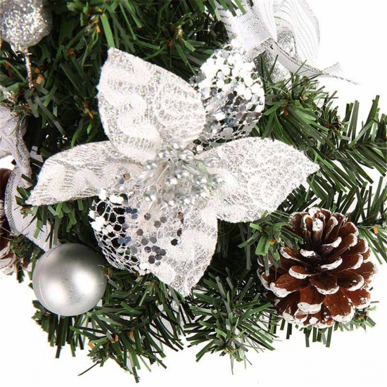 Immagine di PVC Christmas Ornaments Decorations Silver Color Christmas Tree Pot Plant 20cm, 1 Piece
