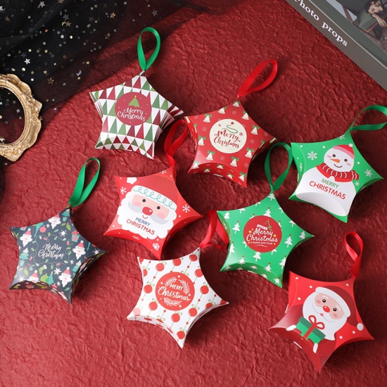 紙 キャンディーボックス 赤 星 クリスマス・くす玉 12cm x 12cm、 1 個 の画像
