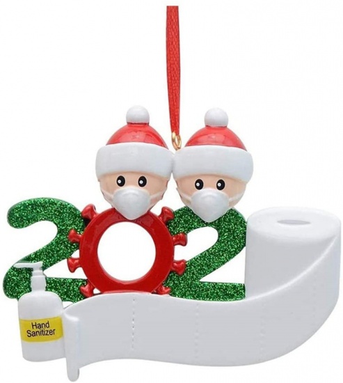 Immagine di PVC Natale Decorazione di Caduta Bianco Maschera Messaggio " 2020 " Brillio 9cm x 7cm, 1 Pz