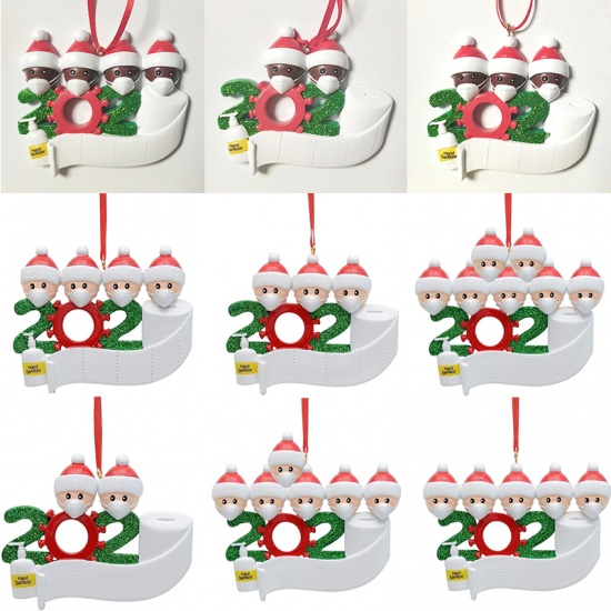 Immagine di PVC Natale Decorazione di Caduta Bianco Maschera Messaggio " 2020 " Brillio 9cm x 7cm, 1 Pz