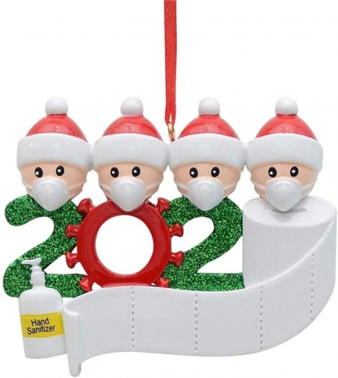 Immagine di PVC Natale Decorazione di Caduta Bianco Maschera Messaggio " 2020 " Brillio 9cm x 7cm, 1 Pz