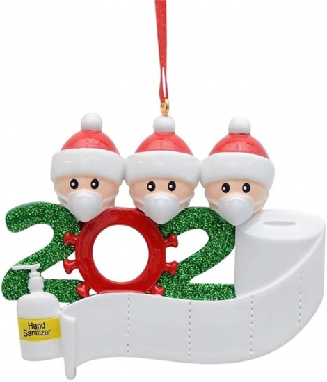 Immagine di PVC Natale Decorazione di Caduta Bianco Maschera Messaggio " 2020 " Brillio 9cm x 7cm, 1 Pz