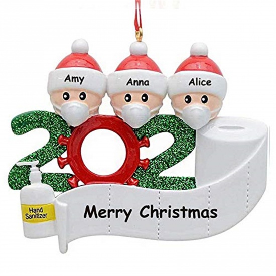 Immagine di PVC Natale Decorazione di Caduta Bianco Maschera Messaggio " 2020 " Brillio 9cm x 7cm, 1 Pz